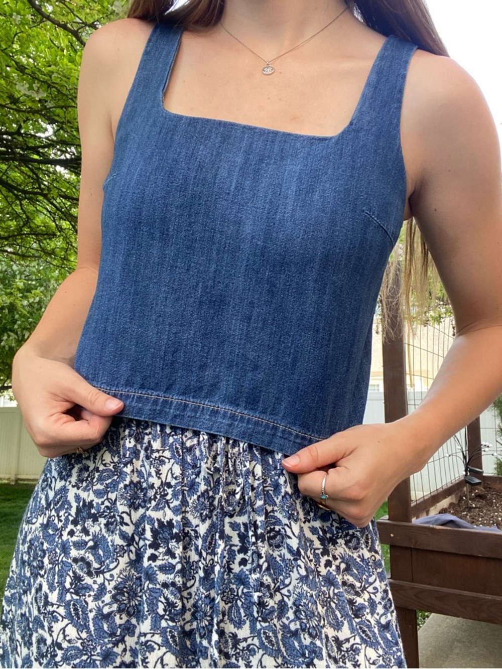 Old Navy Sleeveless Square Neck Denim Tank Top